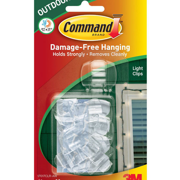 Command Outdoor Light Clips | Weather-Resistant and Damage-Free | 16 Clips and 20 Strips Included