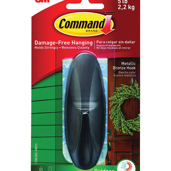 Command 3M Outdoor Wreath Bronze Hook | Damage-Free, Weather-Resistant, Up to 2.5 kg Capacity