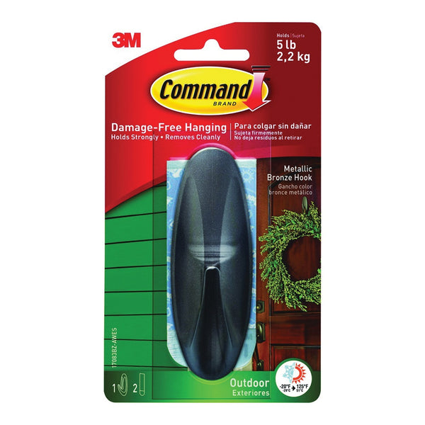 Command 3M Outdoor Wreath Bronze Hook - 2.5kg Capacity