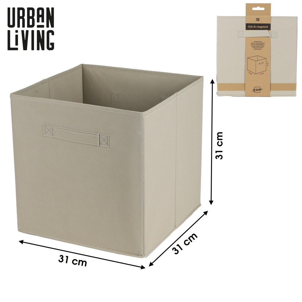 Urban Living Beige Fabric Storage Cube | 31 x 31cm