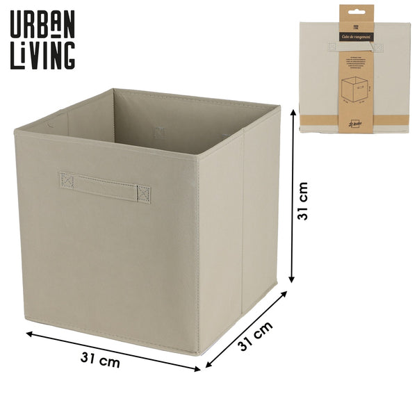 Urban Living Beige Fabric Storage Cube | 31 x 31cm