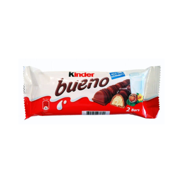 Kinder Bueno Hazelnut Cream Milk Chocolate Wafer Bar | 43g, 2 Bars