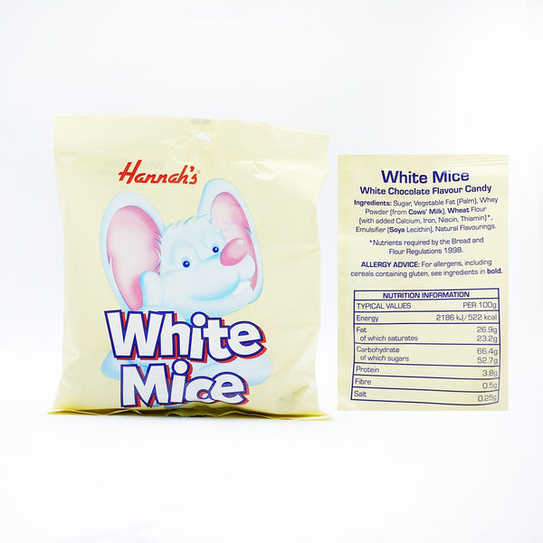 Hannahs White Mice Sweets | 140g, Vegetarian Friendly