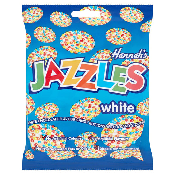 Hannahs White Jazzles Confectionery | White Chocolate with Nonpareils, 140g