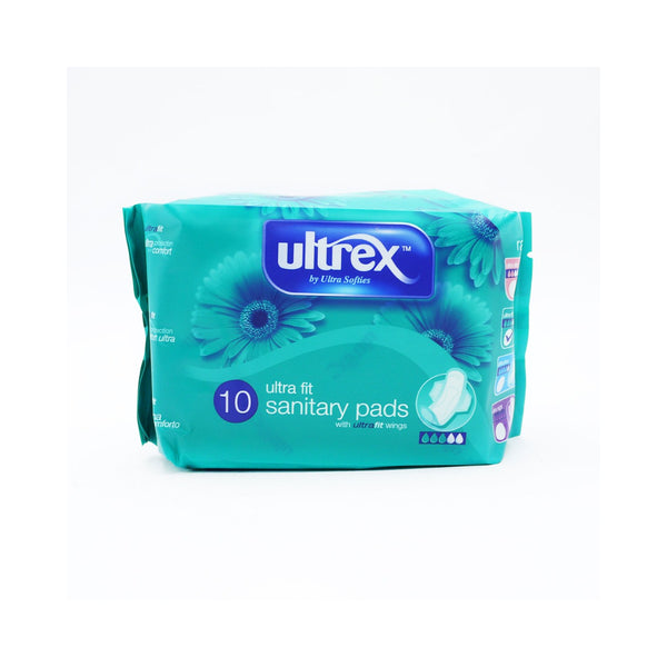 ULTREX Ultra Fit Sanitary Pads with Wings | Pack of 10, Rapid Absorption