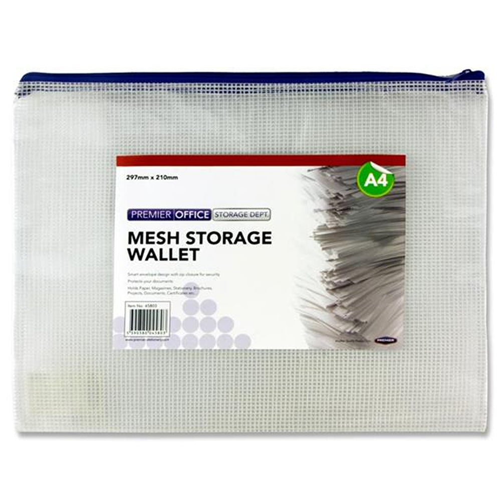 Premier Stationery Mesh A4 Durable Mesh Storage Wallet | 345 x 260mm