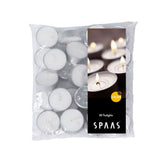 Spaas Classic White Tealight Candles | 4.5-Hour Burn, Pack of 30