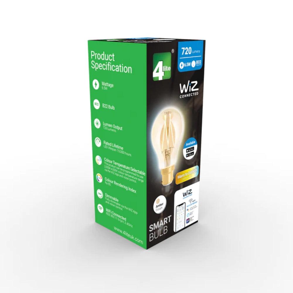 4Lite Wiz Connected 6.5W B22 LED Smart Filament Bulb | Tuneable White &amp; Dimmable - Choice Stores