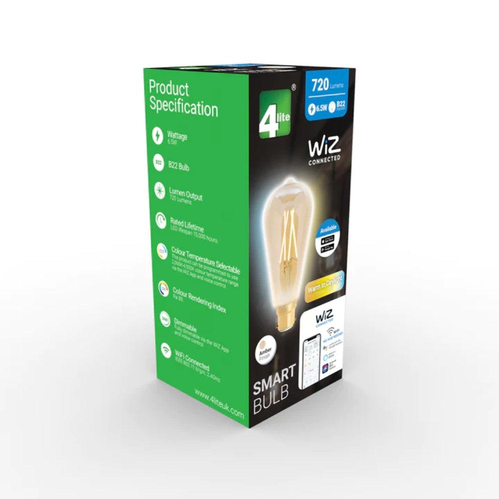4Lite Wiz Connected 6.5W ST64 LED Smart Filament Bulb B22 | Tuneable White &amp; Dimmable - Choice Stores