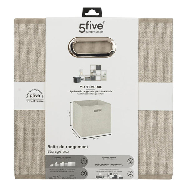 5 Five Beige Fabric Storage Basket | 31 x 31cm - Choice Stores