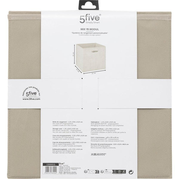 5 Five Beige Fabric Storage Basket | 31 x 31cm - Choice Stores