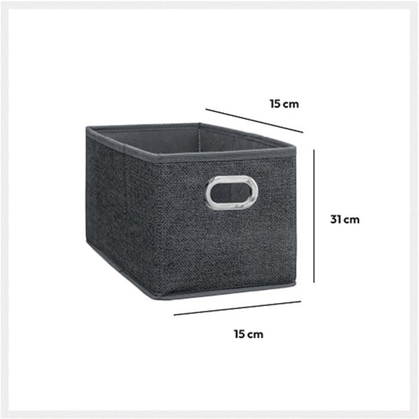 5 Five Dark Grey Fabric Storage Basket | 15 x 31cm - Choice Stores