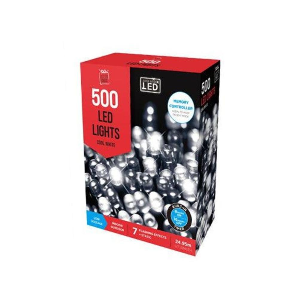 500 Cold White LED Chaser Christmas Lights | 8 Function Mode & 8 Hours Timer - Choice Stores