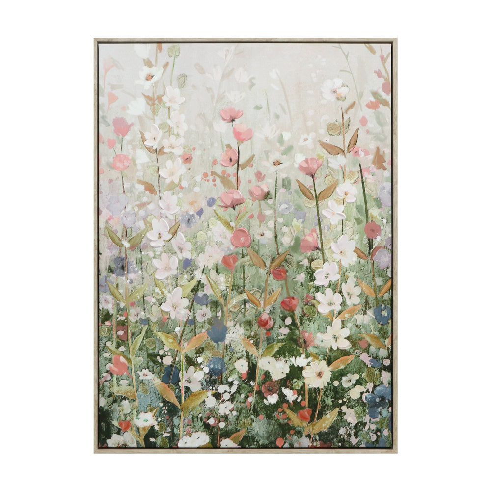 Wildflower Painted Canvas Wall Art | Textured Floral, Framed Portrait