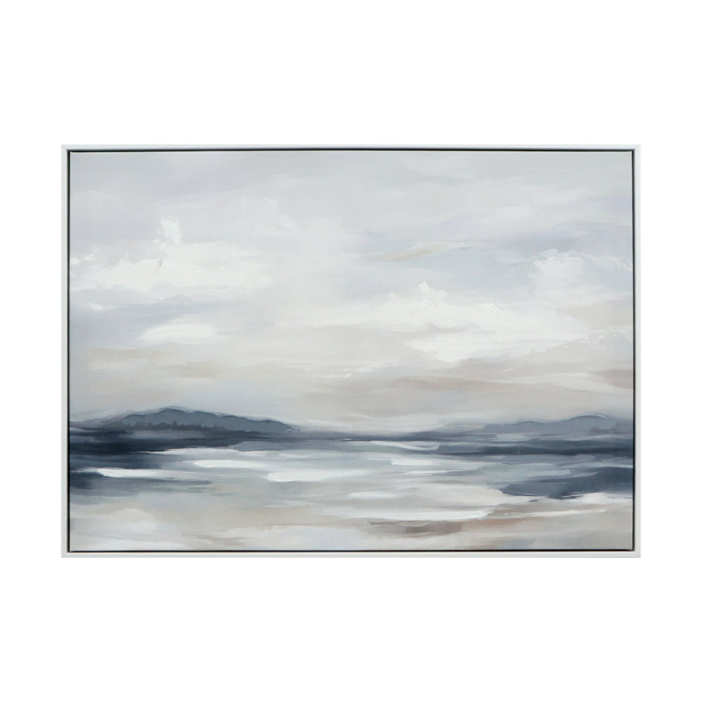 Abstract Sea Painted Canvas Wall Art | Neutral Blue and Grey Tones