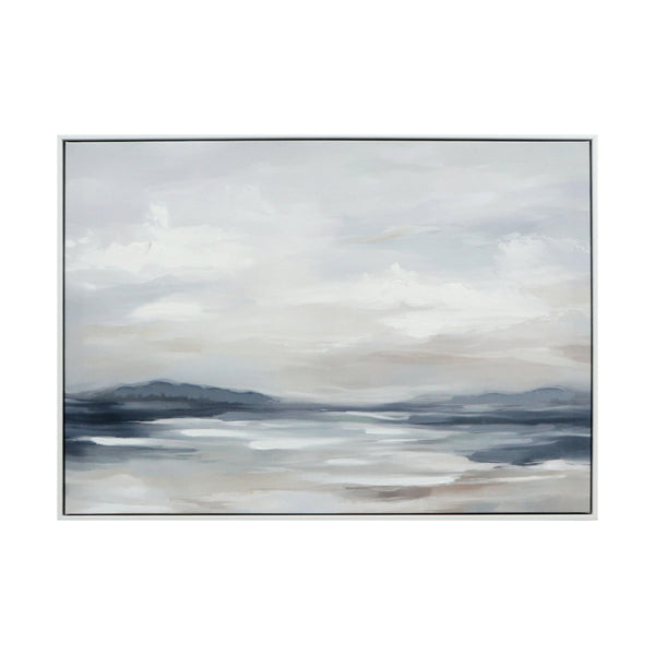 Abstract Sea Painted Canvas Wall Art | Neutral Blue and Grey Tones