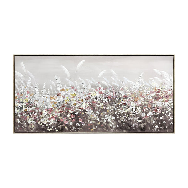 Colourful Floral Meadow Canvas Wall Art | Framed, 50 x 100cm
