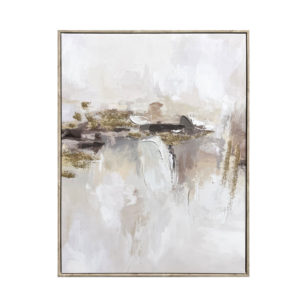 Abstract Neutral Framed Canvas Wall Art | 50 x 70cm, Gold Accents