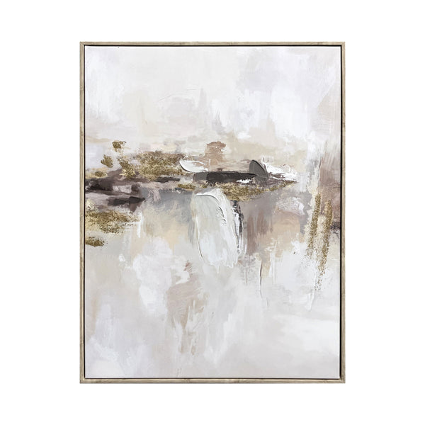 Abstract Neutral Framed Canvas Wall Art | 50 x 70cm, Gold Accents