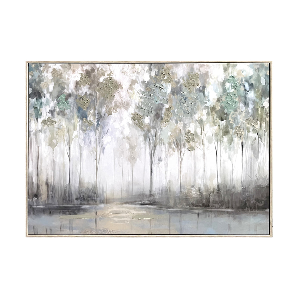 Tall Green Trees Framed Canvas Wall Art | 60 x 80cm, Raised Detail