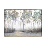 Tall Green Trees Framed Canvas Wall Art | 60 x 80cm, Raised Detail