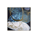 Gold and Blue Abstract Framed Canvas Wall Art | 50 x 50cm, Metallic Accents