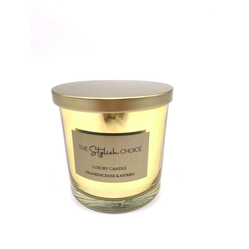 Frankincense & Myrrh Candle | Gold Glass Jar Scented Candle