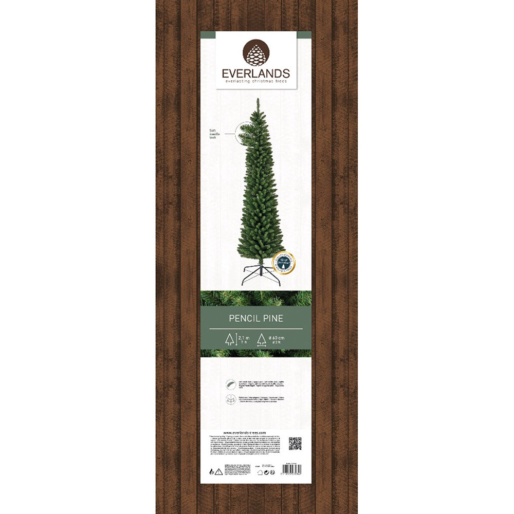 Everlands Pencil Pine Christmas Tree | 7ft Slim Design