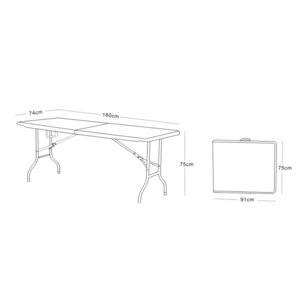 Lifestyle Living White Folding Table | 180 x 74 x 75 cm