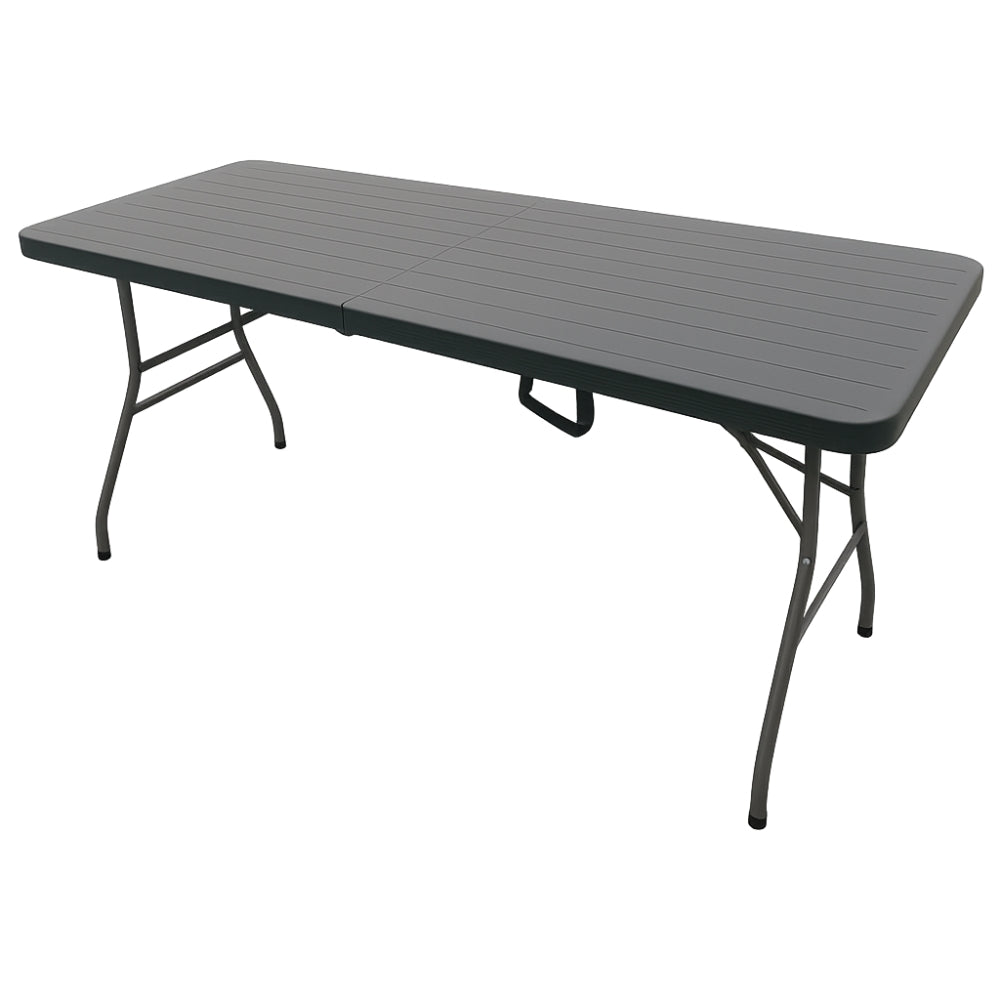 Lifestyle Living Folding Table Wooden Black Rattan Look | 180 cm