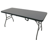 Lifestyle Living Folding Table Wooden Black Rattan Look | 180 cm