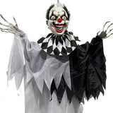 Haunted Haven Black & White Clown | 95cm, Motion & Sound Activated, Glowing LED Eyes