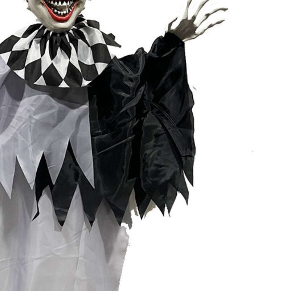 Haunted Haven Black & White Clown | 95cm, Motion & Sound Activated, Glowing LED Eyes