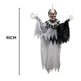 Haunted Haven Black & White Clown | 95cm, Motion & Sound Activated, Glowing LED Eyes