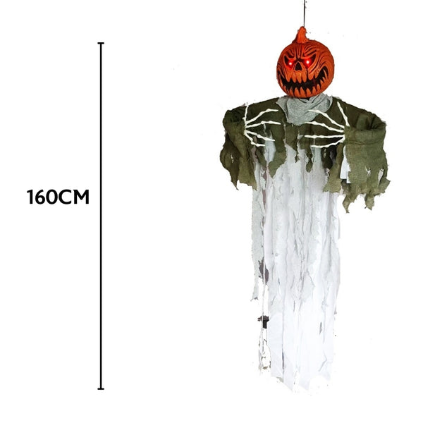 Haunted Haven Evil Light Up Pumpkin | 160cm Hanging Halloween Decoration