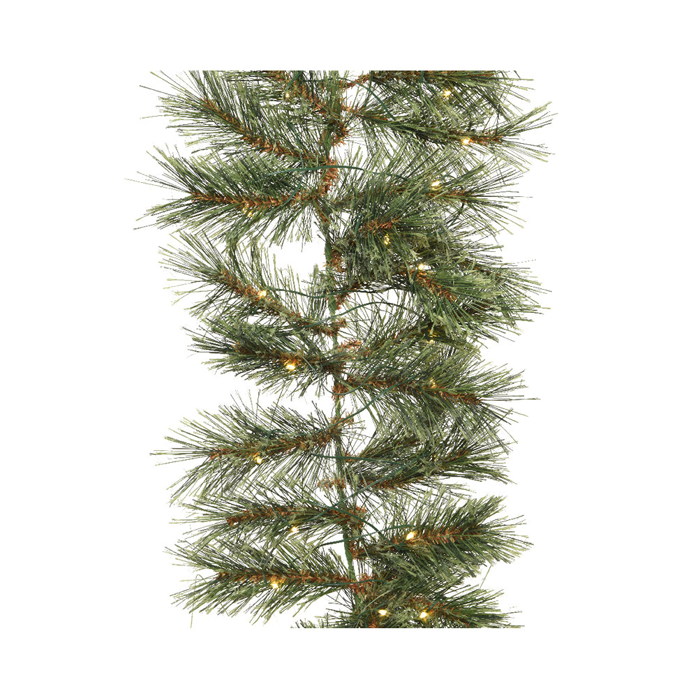 Christmas Cashmere Green Pre-Lit LED Garland | Warm White, 270cm