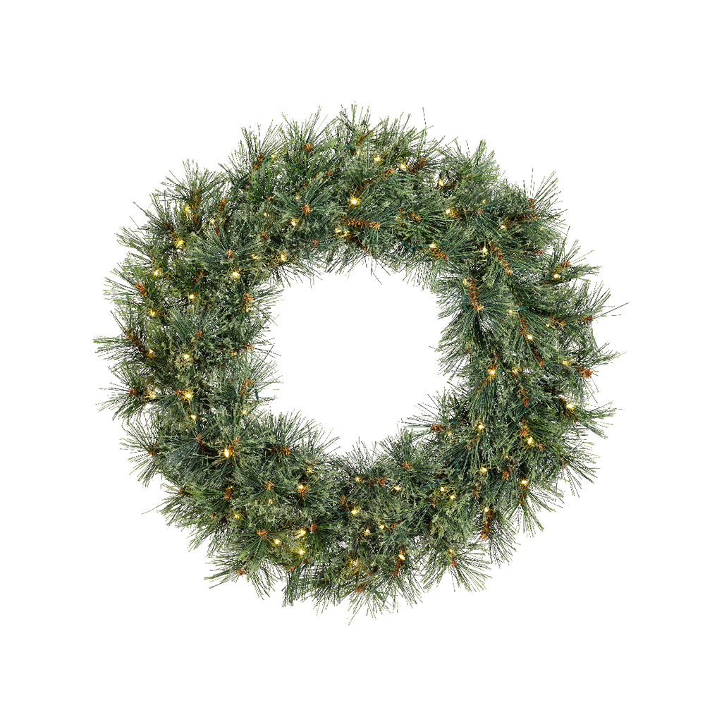 Christmas Cashmere Green Pre-Lit Wreath | 14cm, Warm White LEDs, Frosted Tips