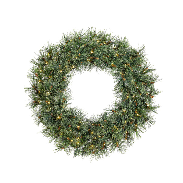 Christmas Cashmere Green Pre-Lit Wreath | 14cm, Warm White LEDs, Frosted Tips