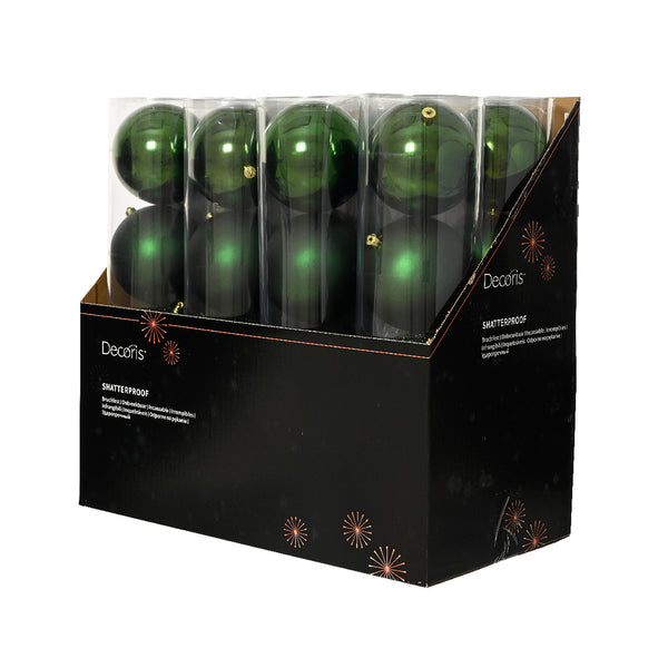 Christmas Pine Green Shatterproof Baubles | 14cm, Pack of 4, Glossy and Matte