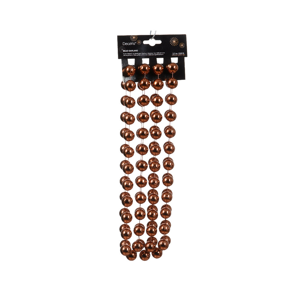 Christmas Shiny Copper Bead Garland | 2.7 m, Pre-Strung, Lightweight