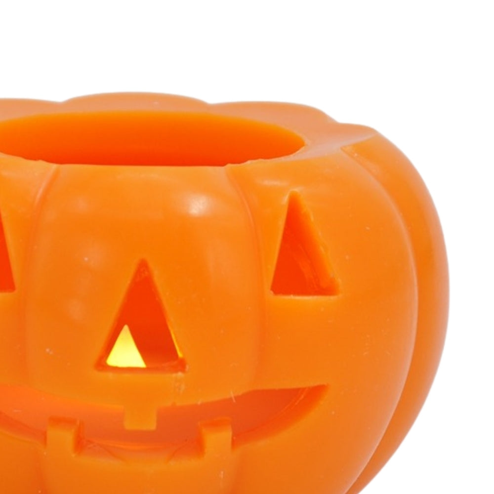 Orange Pumpkin-Shaped LED Candle - Glowing Halloween Decoration