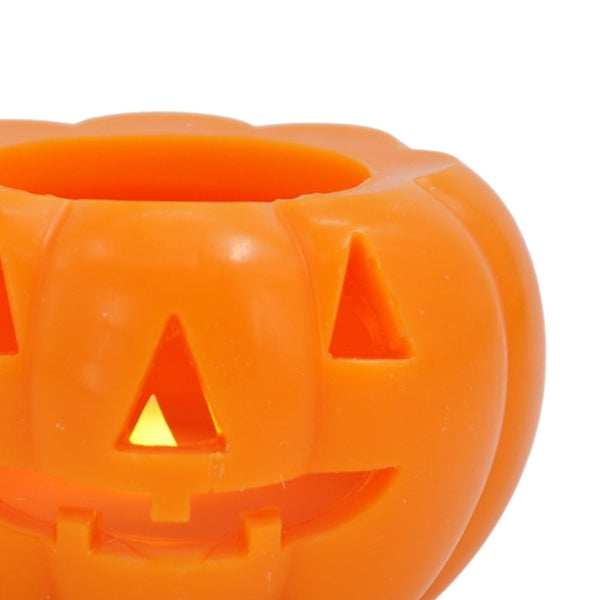 Orange Pumpkin-Shaped LED Candle - Glowing Halloween Decoration
