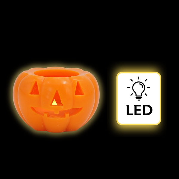 Orange Pumpkin-Shaped LED Candle - Glowing Halloween Decoration
