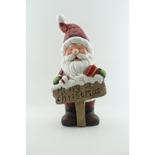 Christmas LED Ceramic Santa Figurine | 46cm, Merry Christmas Sign, Hand-Painted