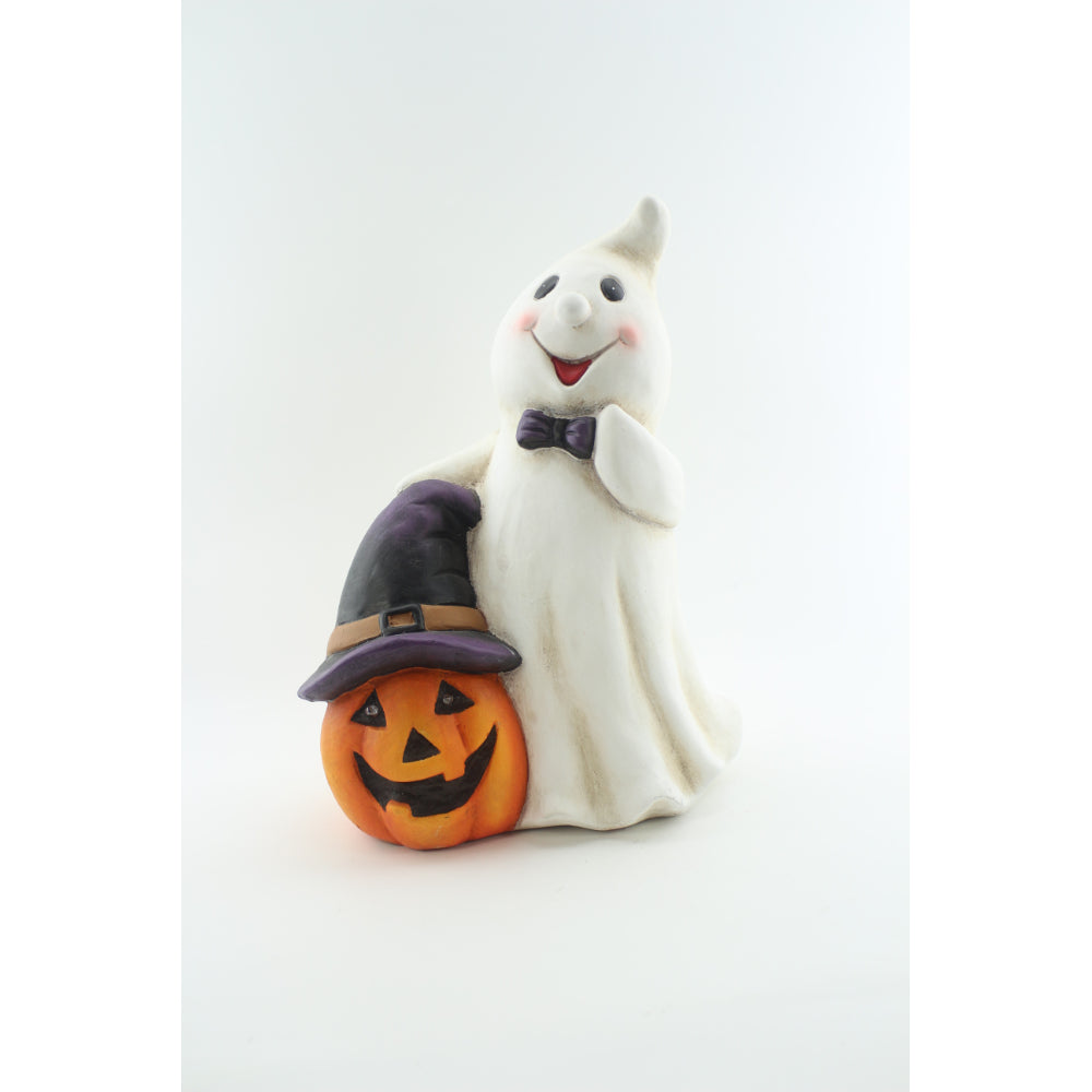 LED Pumpkin and Ghost Halloween Ornament - 37cm, Freestanding
