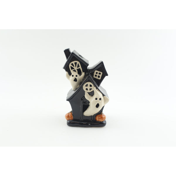 LED Haunted House Halloween Ornament - 16cm, Black and Cream