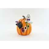 LED Boo Pumpkin Halloween Ornament - Ghost Artist and Black Cat, 20.5cm