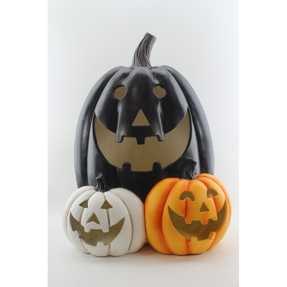 LED Halloween Pumpkin Trio Ornament - Black, White and Orange, 59.5cm