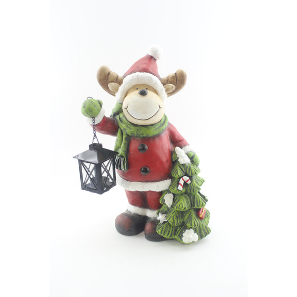 Christmas LED Ceramic Reindeer with Lantern Tabletop Figurine | 43cm, Assorted