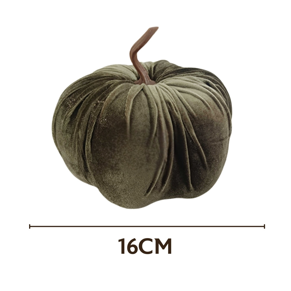 Autumn Collection Velvet Pumpkin | Green 16cm